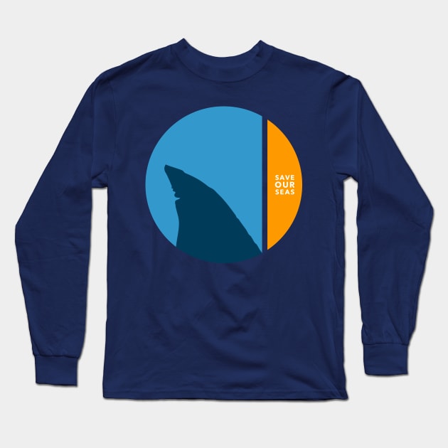 save our seas stop shark finning Long Sleeve T-Shirt by somatosis